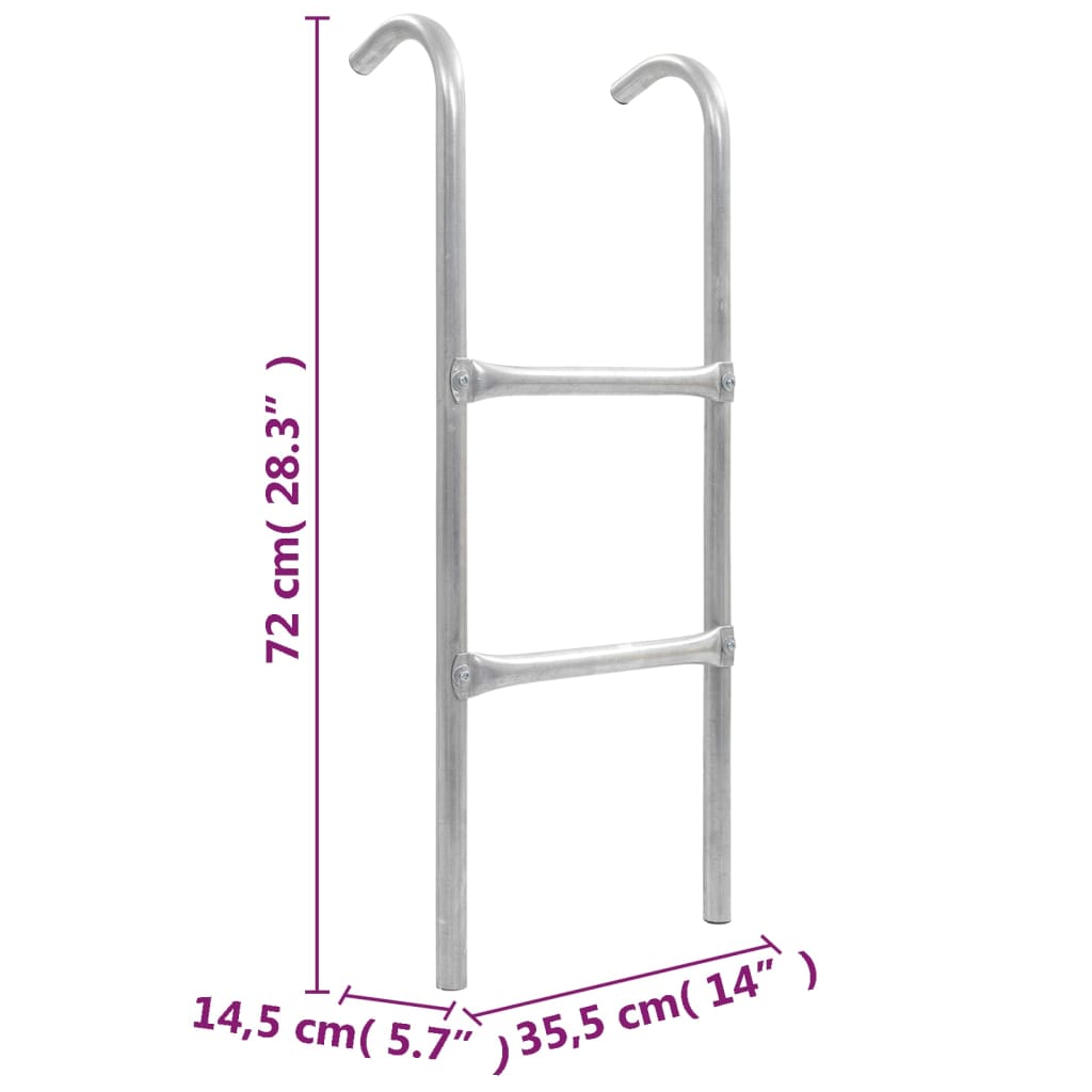 2-step trampoline ladder steel silver 72 cm