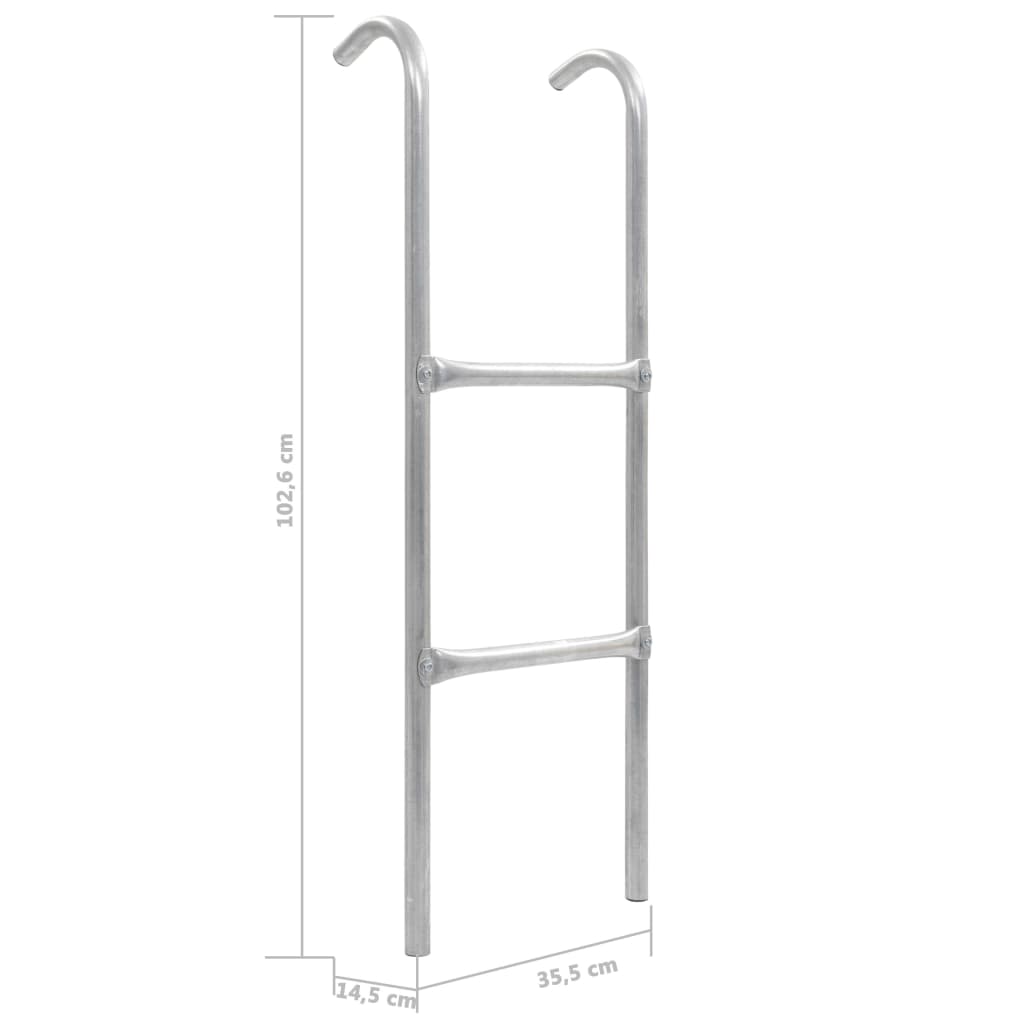 2-step trampoline ladder steel silver 102.6 cm