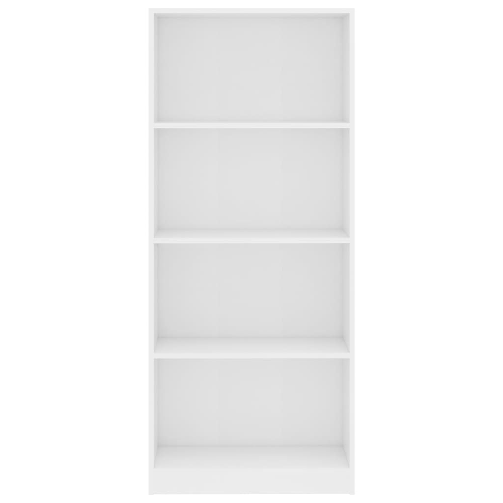 Bookcase 4 Compartments White 60x24x142 cm Wood Material