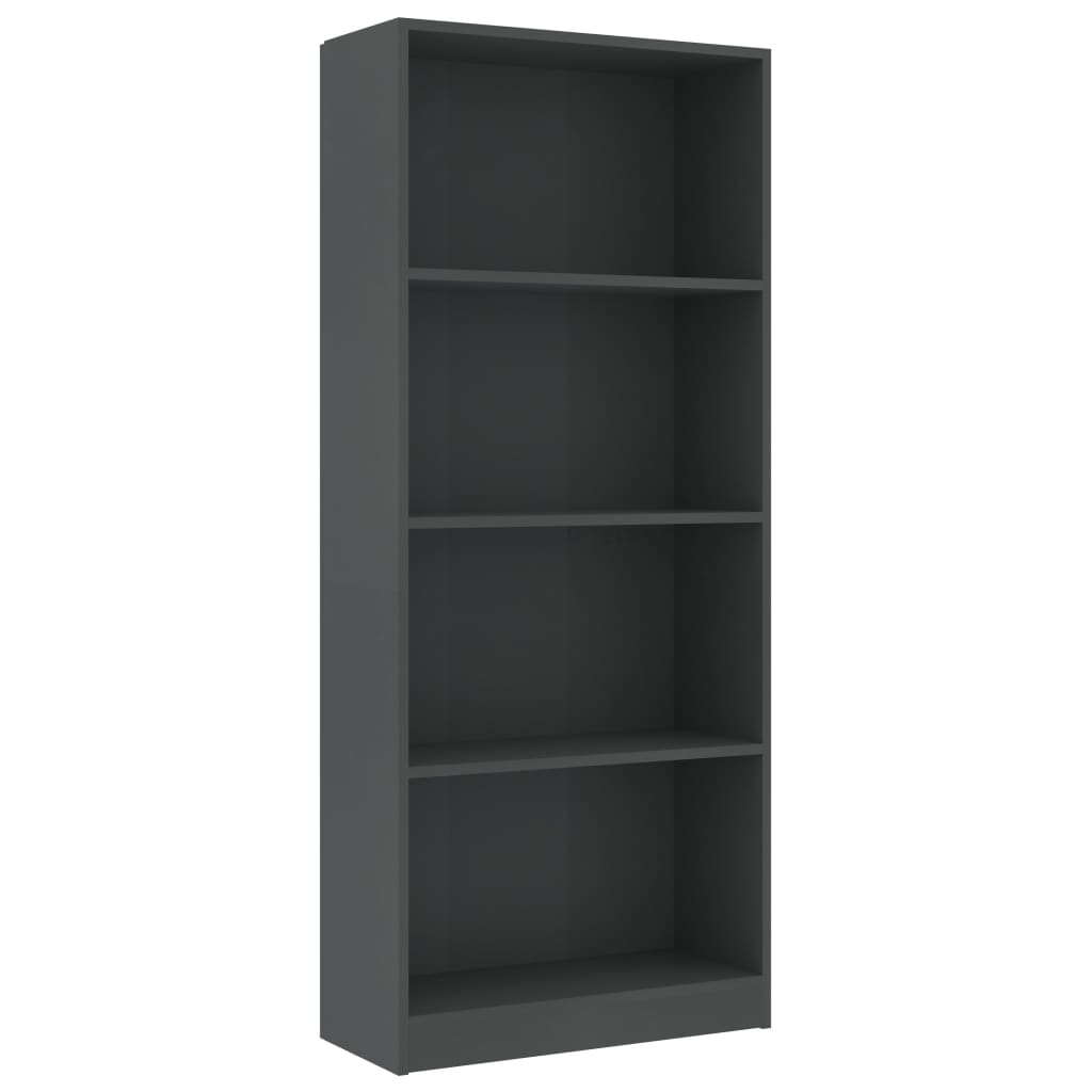 Bücherregal 4 Fächer Grau 60x24x142 cm Holzwerkstoff