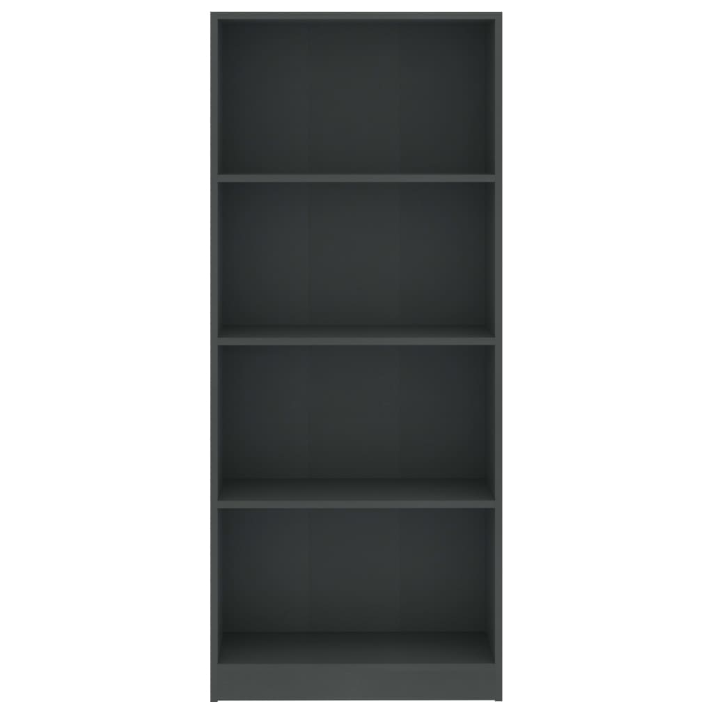 Bücherregal 4 Fächer Grau 60x24x142 cm Holzwerkstoff