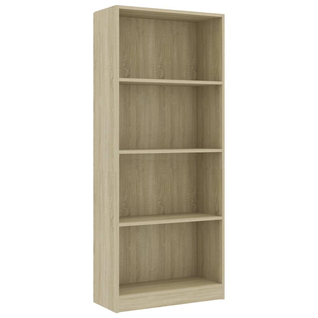 Bookcase 4 compartments Sonoma oak 60x24x142 cm wood material