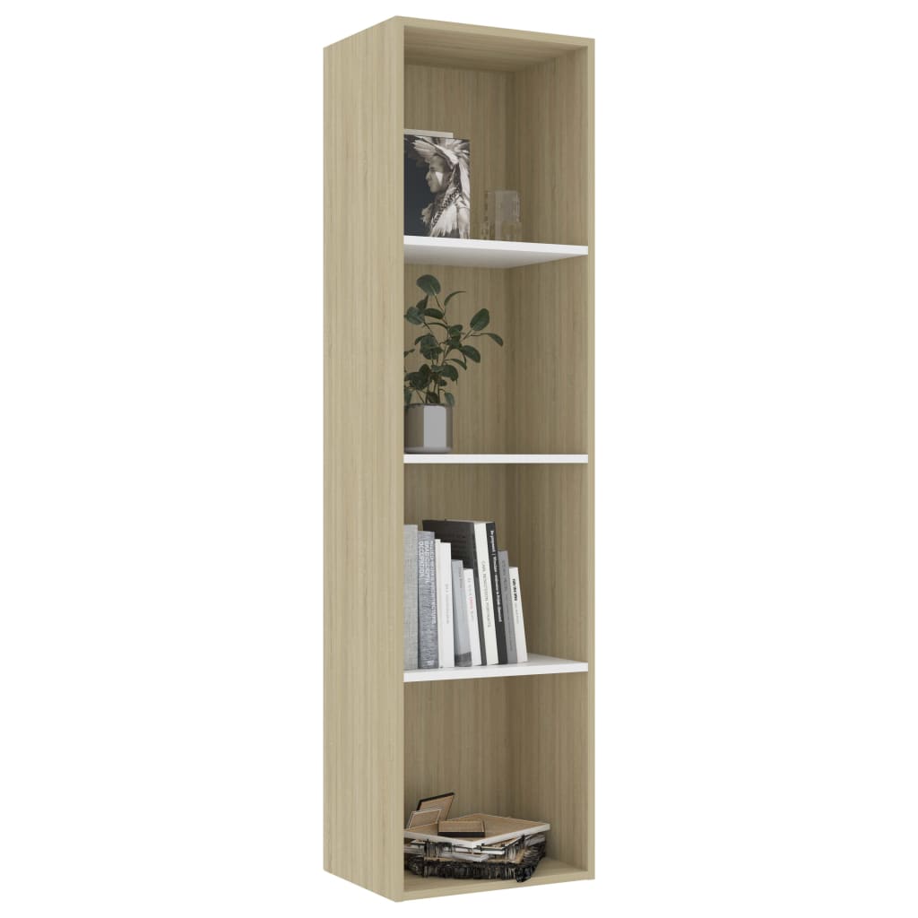 Bücherregal Weiß Sonoma-Eiche 40x30x151,5 cm Holzwerkstoff