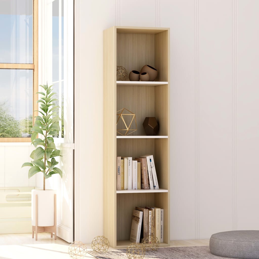 Bücherregal Weiß Sonoma-Eiche 40x30x151,5 cm Holzwerkstoff