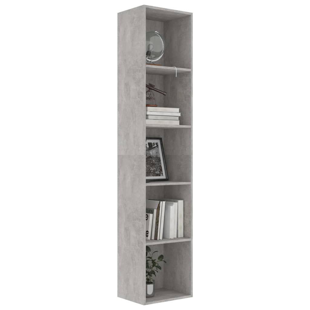 Bookshelf Concrete Grey 40x30x189 cm Wood Material