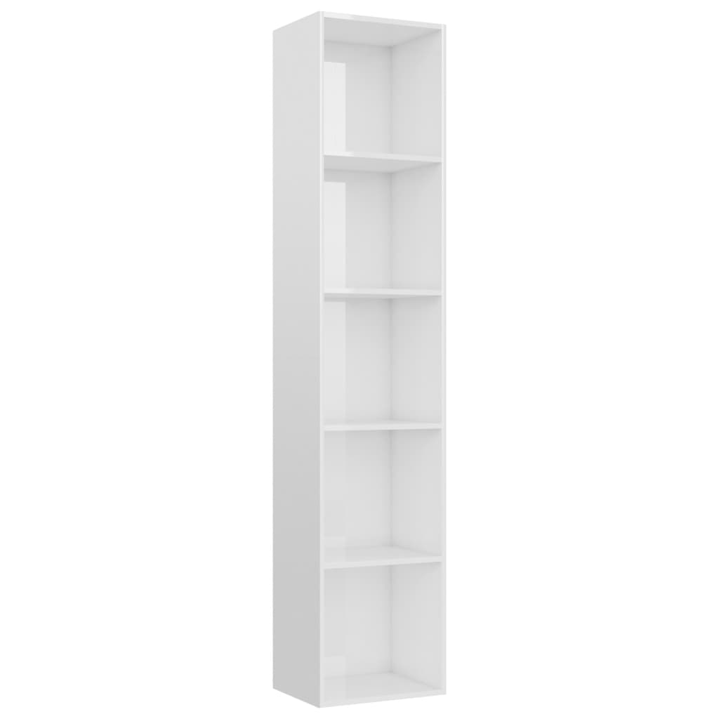 Bookcase High Gloss White 40x30x189 cm Wood Material