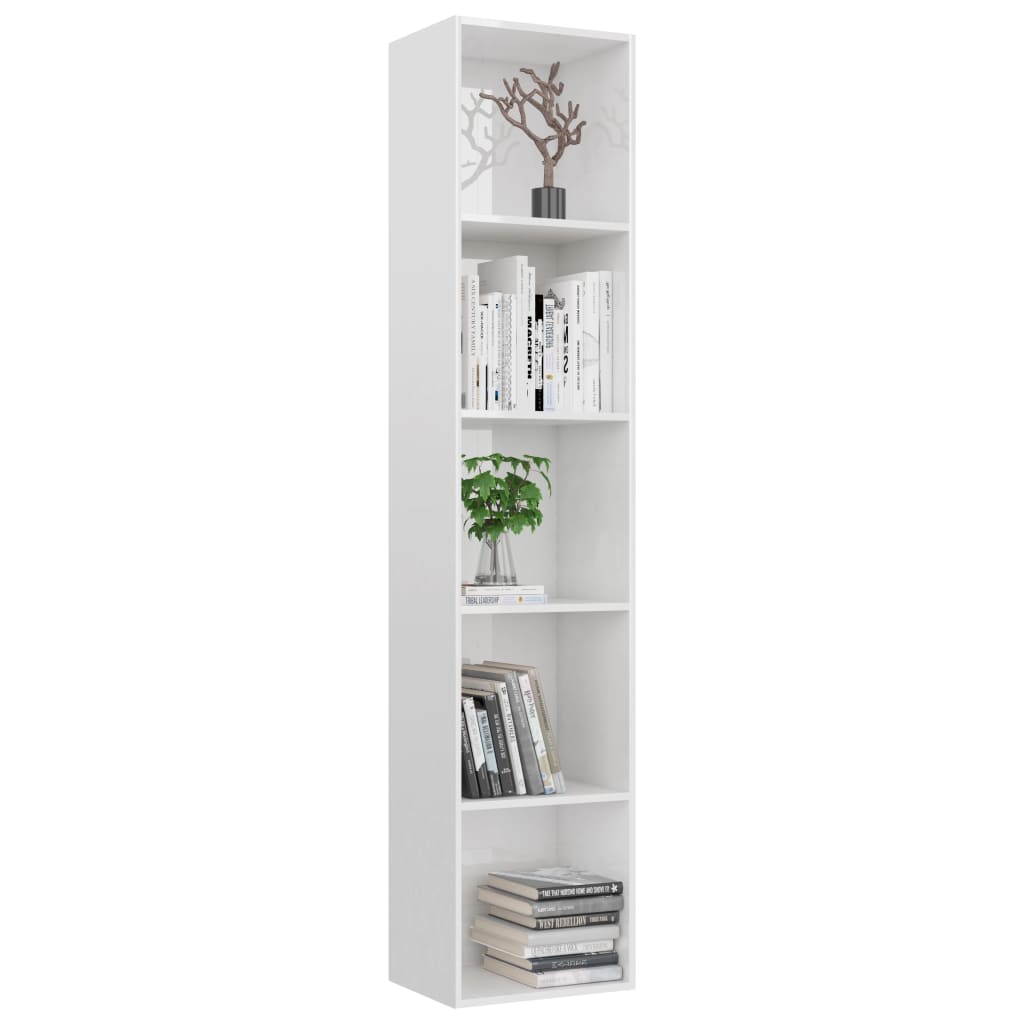 Bookcase High Gloss White 40x30x189 cm Wood Material