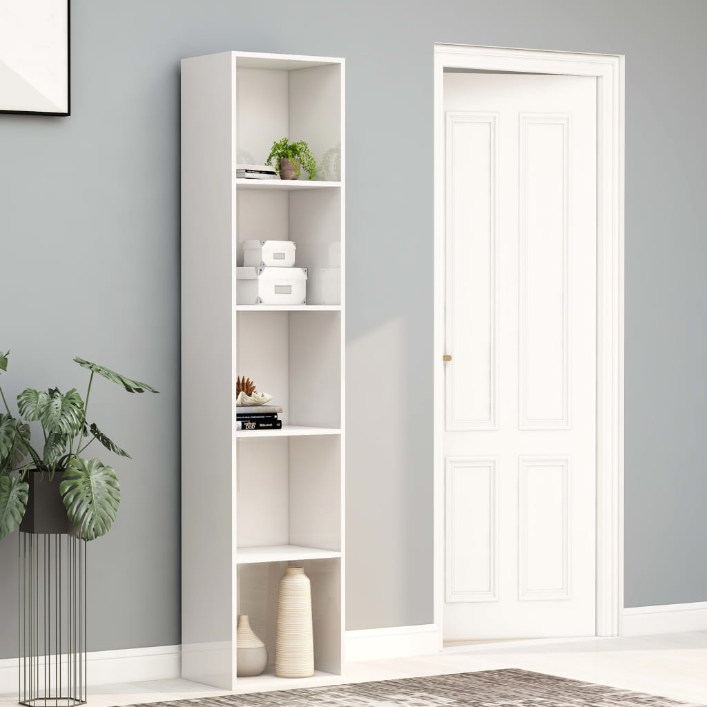 Bookcase High Gloss White 40x30x189 cm Wood Material