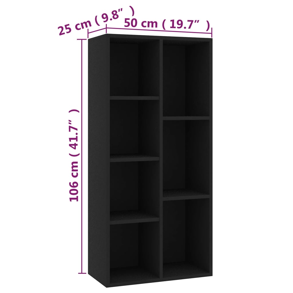 Bookshelf Black 50x25x106 cm Wood Material