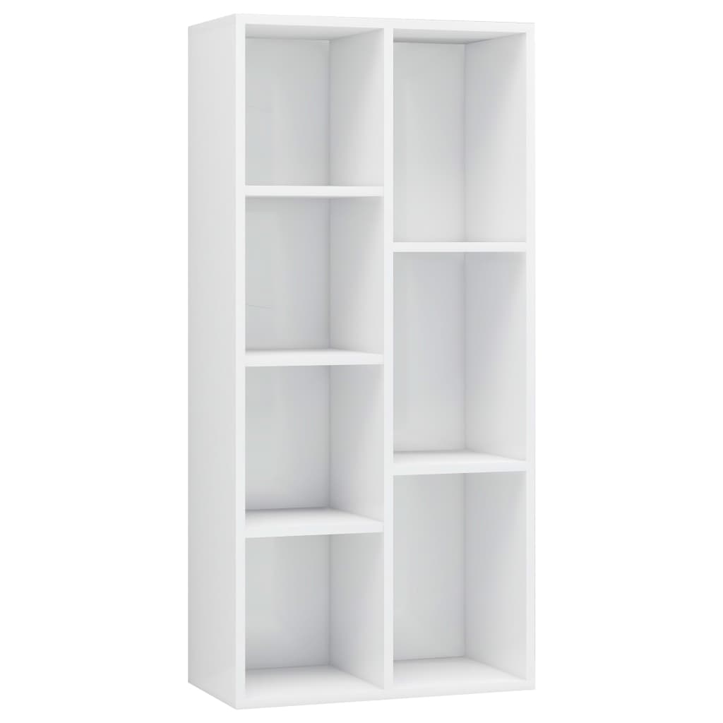 Bookshelf High Gloss White 50x25x106 cm Wood Material