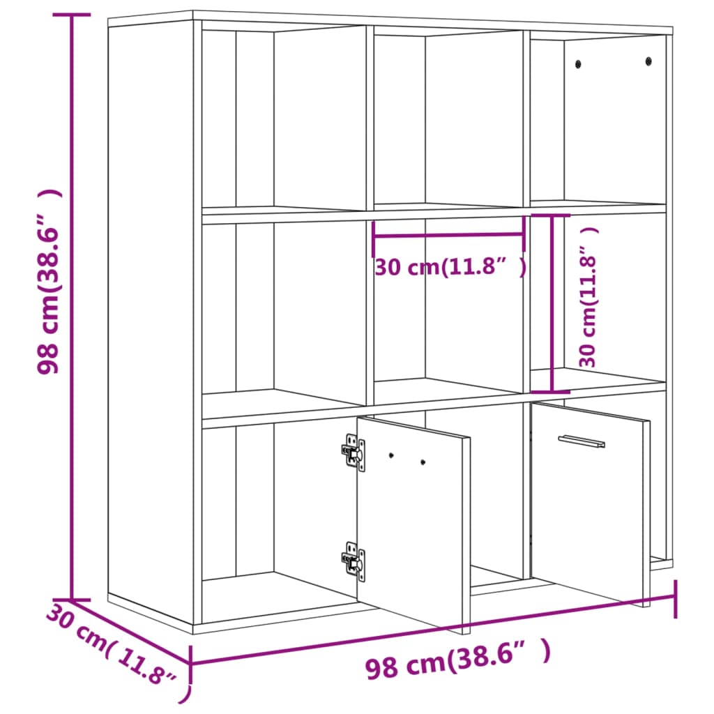 Bookshelf Sonoma Oak 98x30x98 cm Wood Material