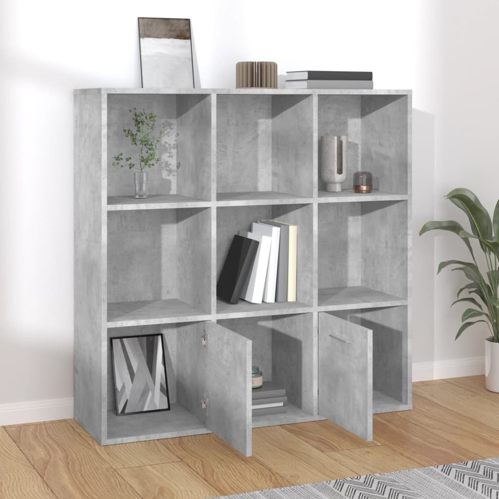 Bookshelf Concrete Grey 98x30x98 cm Wood Material