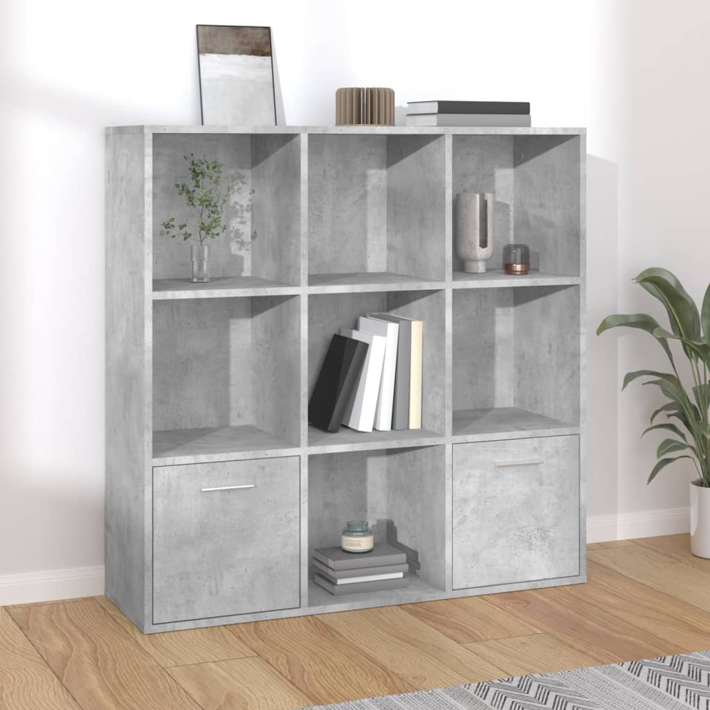 Bookshelf Concrete Grey 98x30x98 cm Wood Material