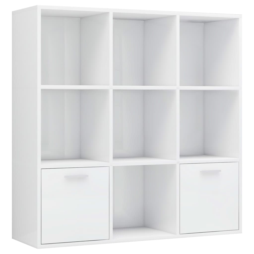 Bookcase High Gloss White 98x30x98 cm Wood Material