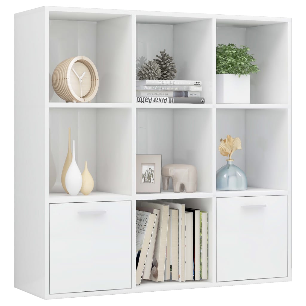 Bookcase High Gloss White 98x30x98 cm Wood Material