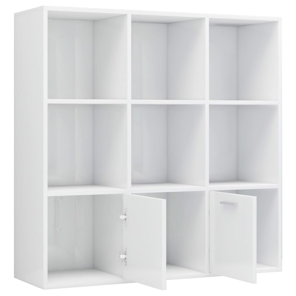 Bookcase High Gloss White 98x30x98 cm Wood Material