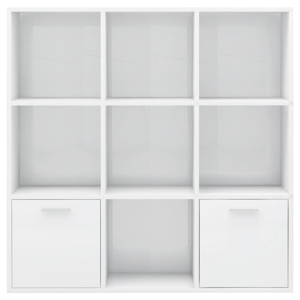 Bookcase High Gloss White 98x30x98 cm Wood Material