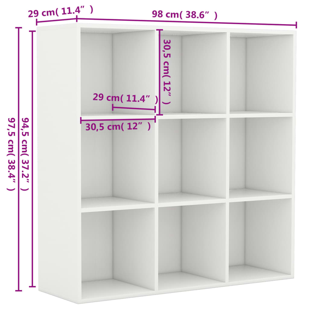 Bücherregal Weiß 98x29x97,5 cm Holzwerkstoff