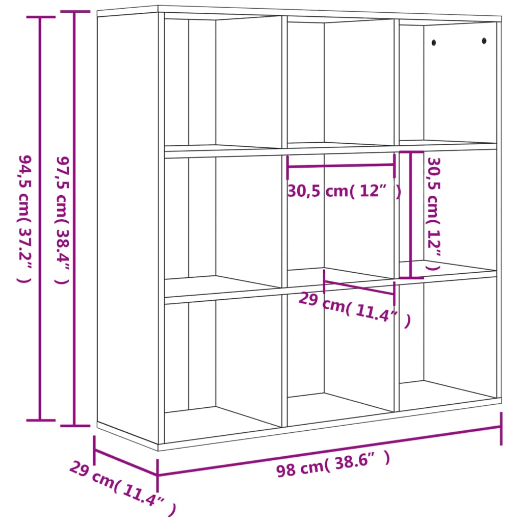 Bücherregal Betongrau 98x29x97,5 cm Holzwerkstoff