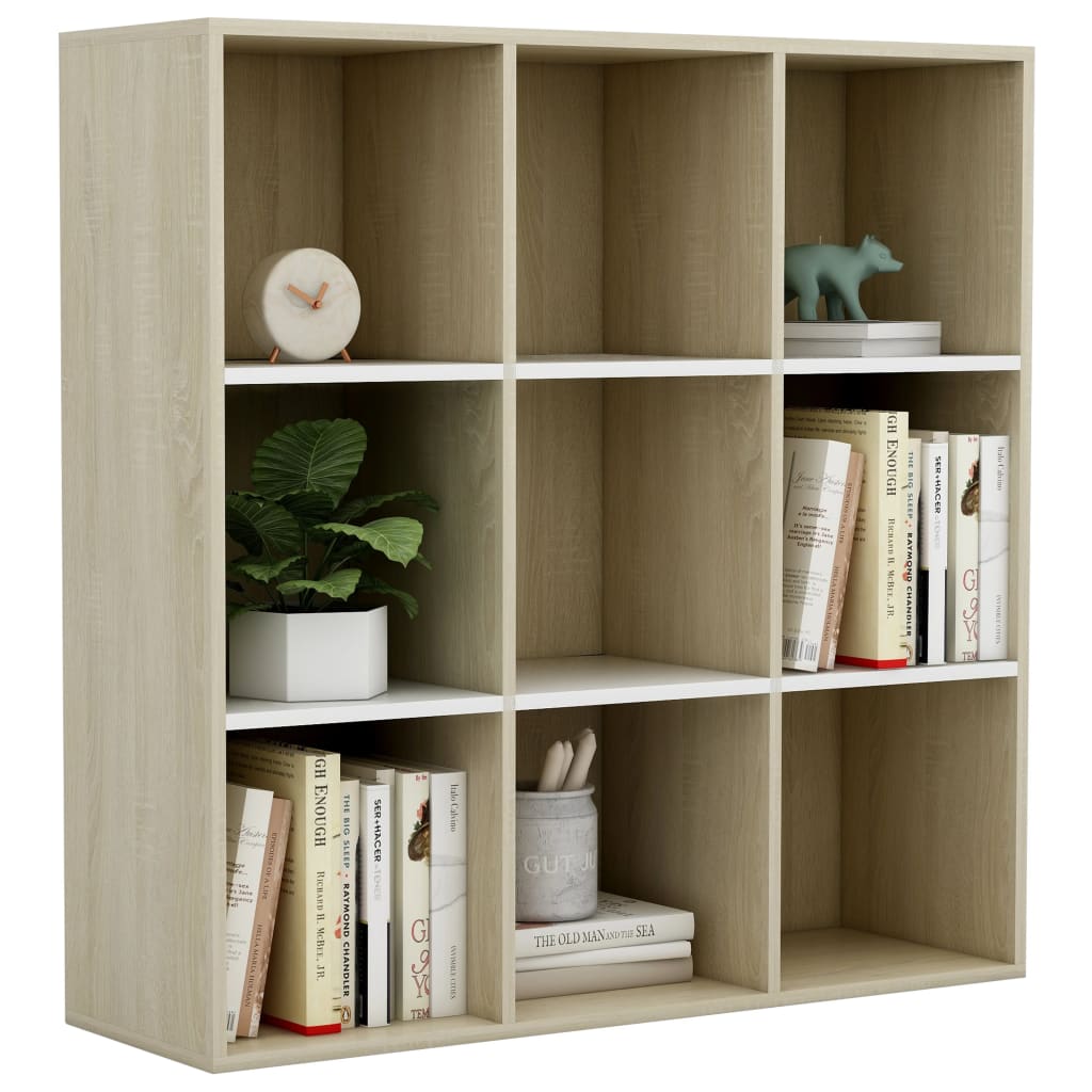 Bücherregal Weiß Sonoma-Eiche 98x29x97,5 cm Holzwerkstoff