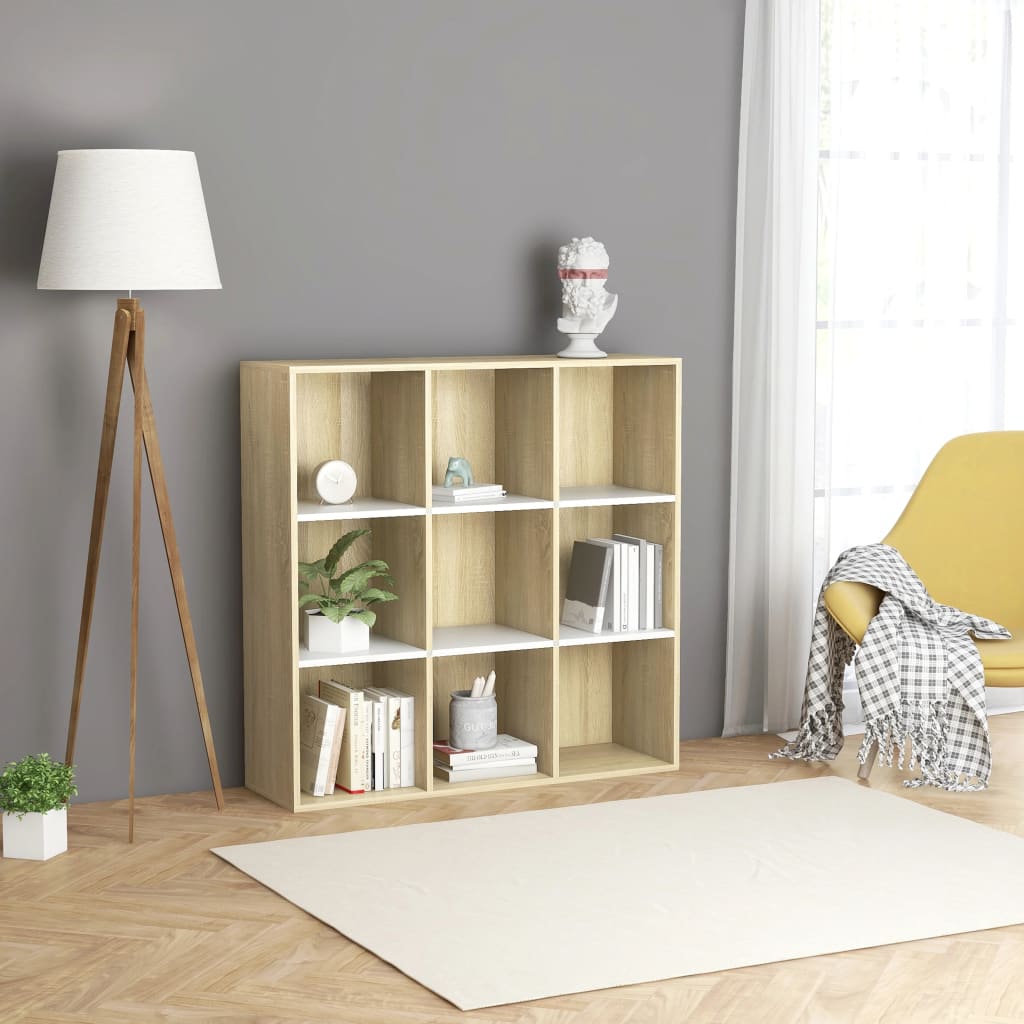 Bookcase White Sonoma Oak 98x29x97.5 cm Wood Material