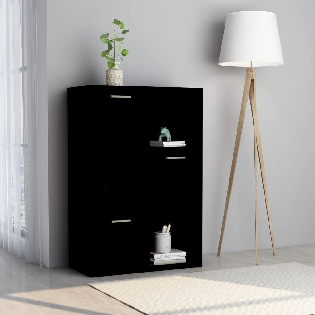 Storage Cabinet Black 60x29.5x90 cm Wood Material