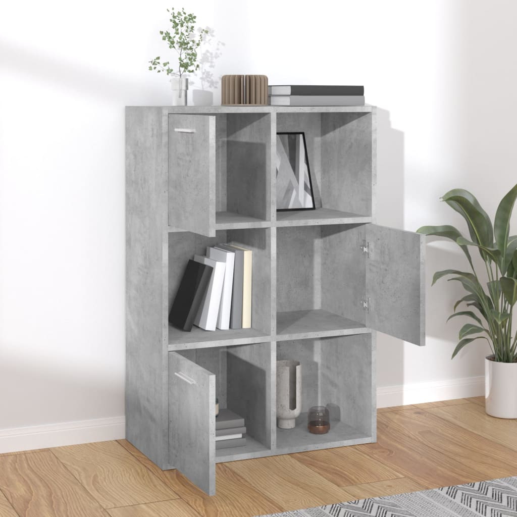 Storage Cabinet Concrete Grey 60x29.5x90 cm Wood Material