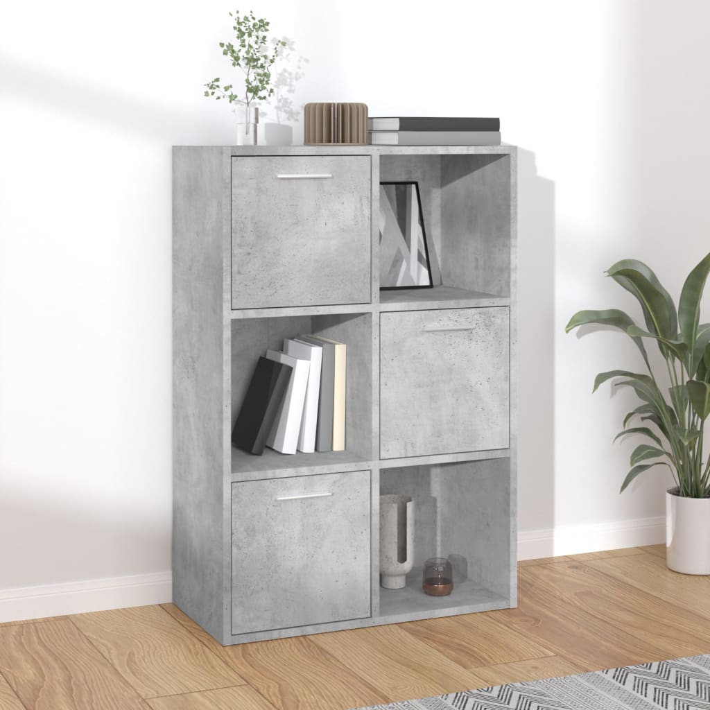 Storage Cabinet Concrete Grey 60x29.5x90 cm Wood Material