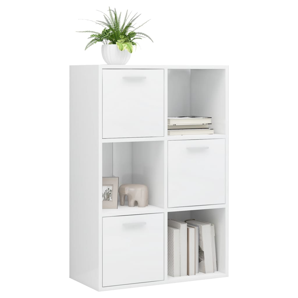 Storage Cabinet High Gloss White 60x29.5x90 cm Wood Material