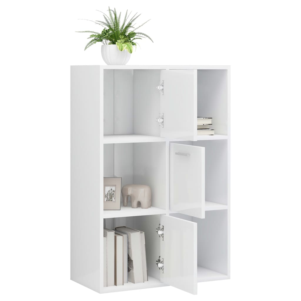 Storage Cabinet High Gloss White 60x29.5x90 cm Wood Material