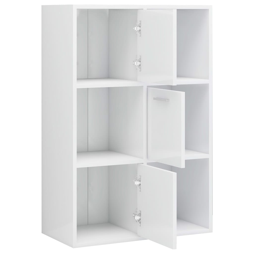 Storage Cabinet High Gloss White 60x29.5x90 cm Wood Material