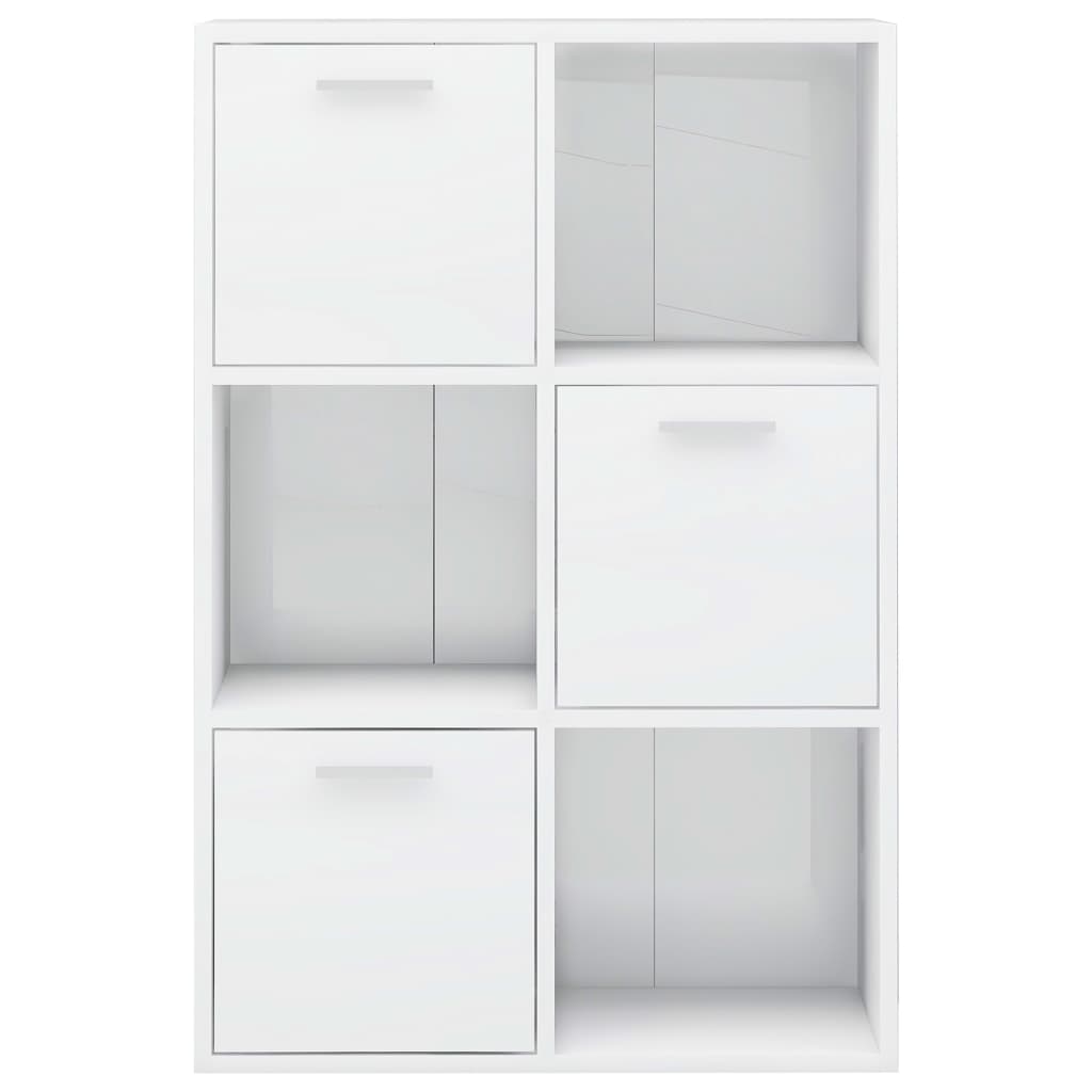 Storage Cabinet High Gloss White 60x29.5x90 cm Wood Material