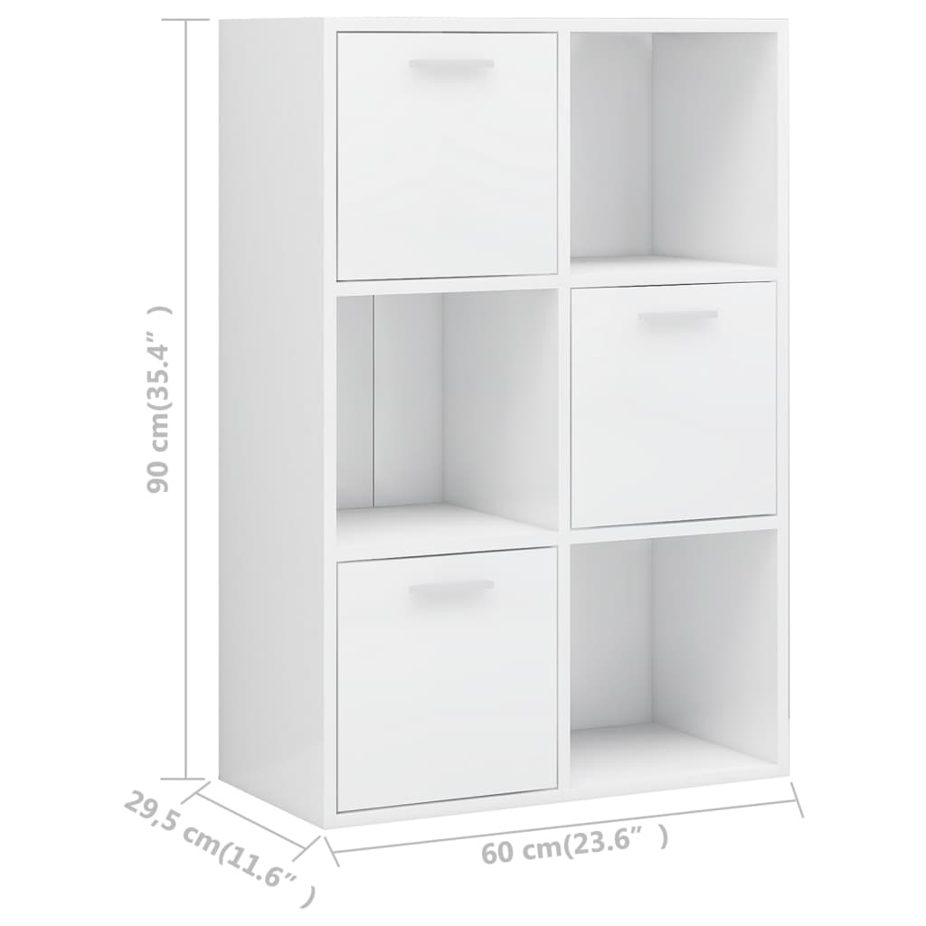 Storage Cabinet High Gloss White 60x29.5x90 cm Wood Material