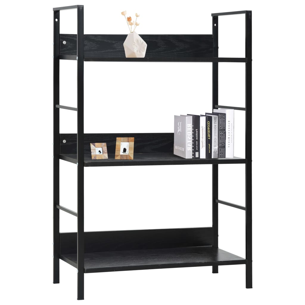 Bücherregal 3 Regalböden Schwarz 60×27,6×90,5 cm Holzwerkstoff