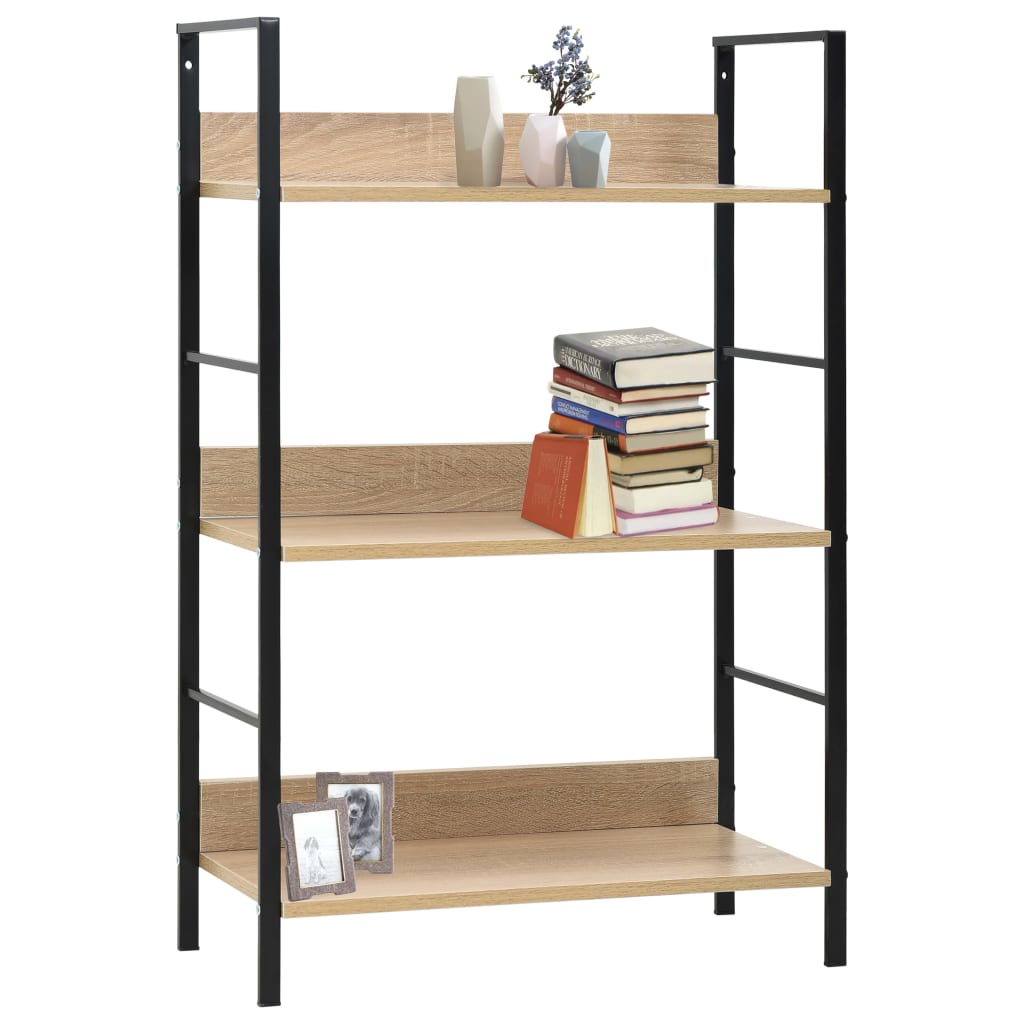 Bücherregal 3 Regalböden Eiche 60×27,6×90,5 cm Holzwerkstoff