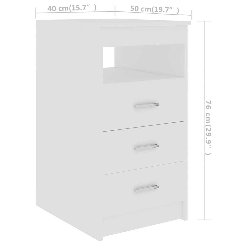 Sideboard with drawers white 40x50x76 cm wood material