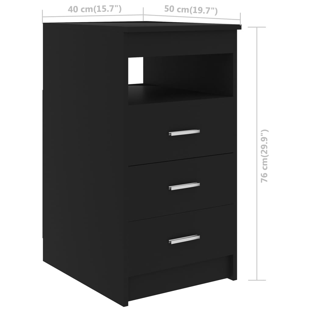 Sideboard mit Schubladen Schwarz 40x50x76 cm Holzwerkstoff