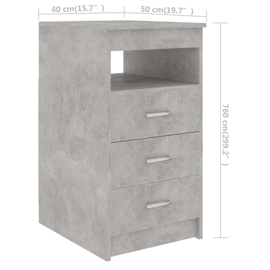 Sideboard with drawers concrete grey 40x50x76 cm wood material