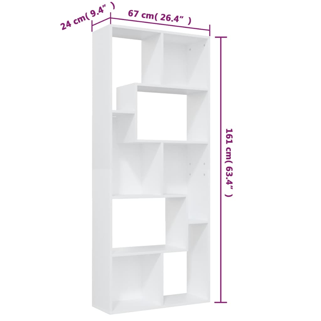 Bookcase White 67x24x161 cm Wood Material