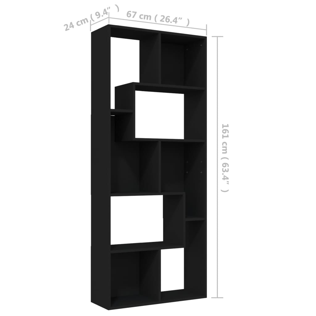 Bookshelf Black 67x24x161 cm Wood Material