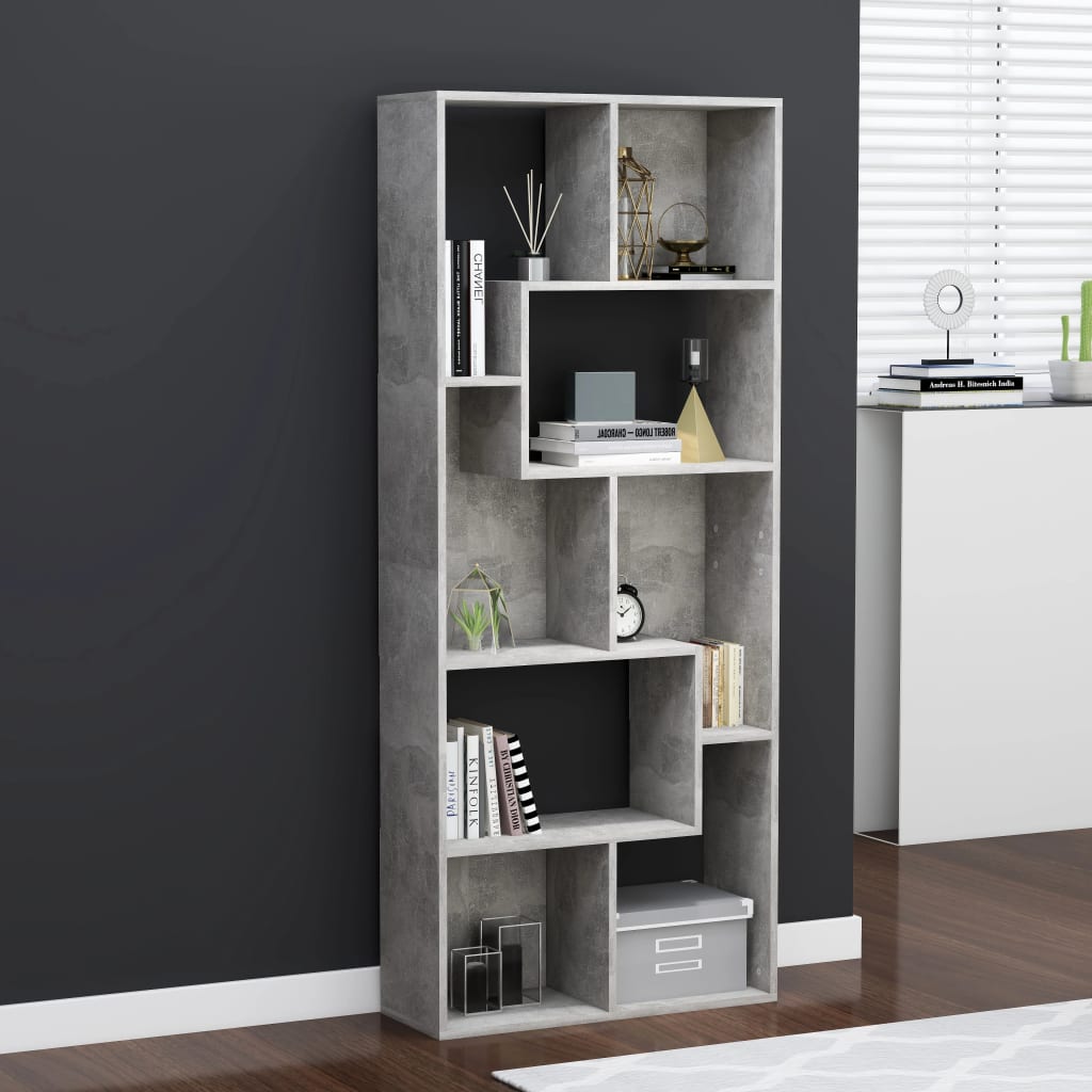 Bookshelf Concrete Grey 67x24x161 cm Wood Material