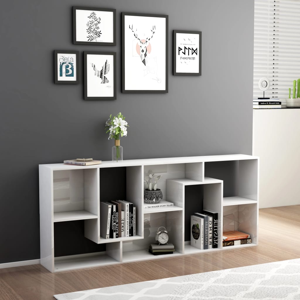 Bookcase High Gloss White 67x24x161 cm Wood Material