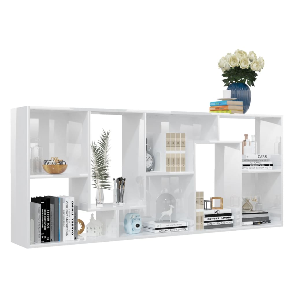 Bookcase High Gloss White 67x24x161 cm Wood Material