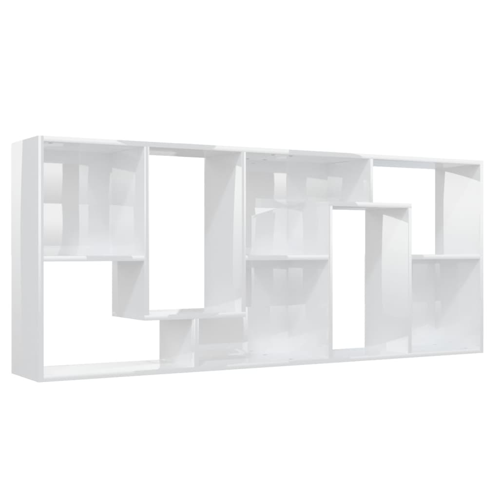 Bookcase High Gloss White 67x24x161 cm Wood Material