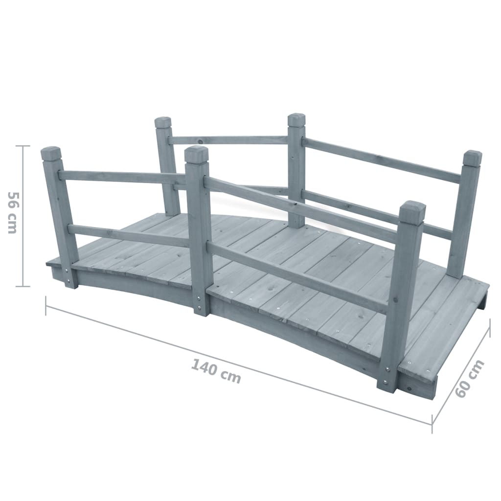 Gartenbrücke Grau 140x60x56 cm Massivholz Tanne