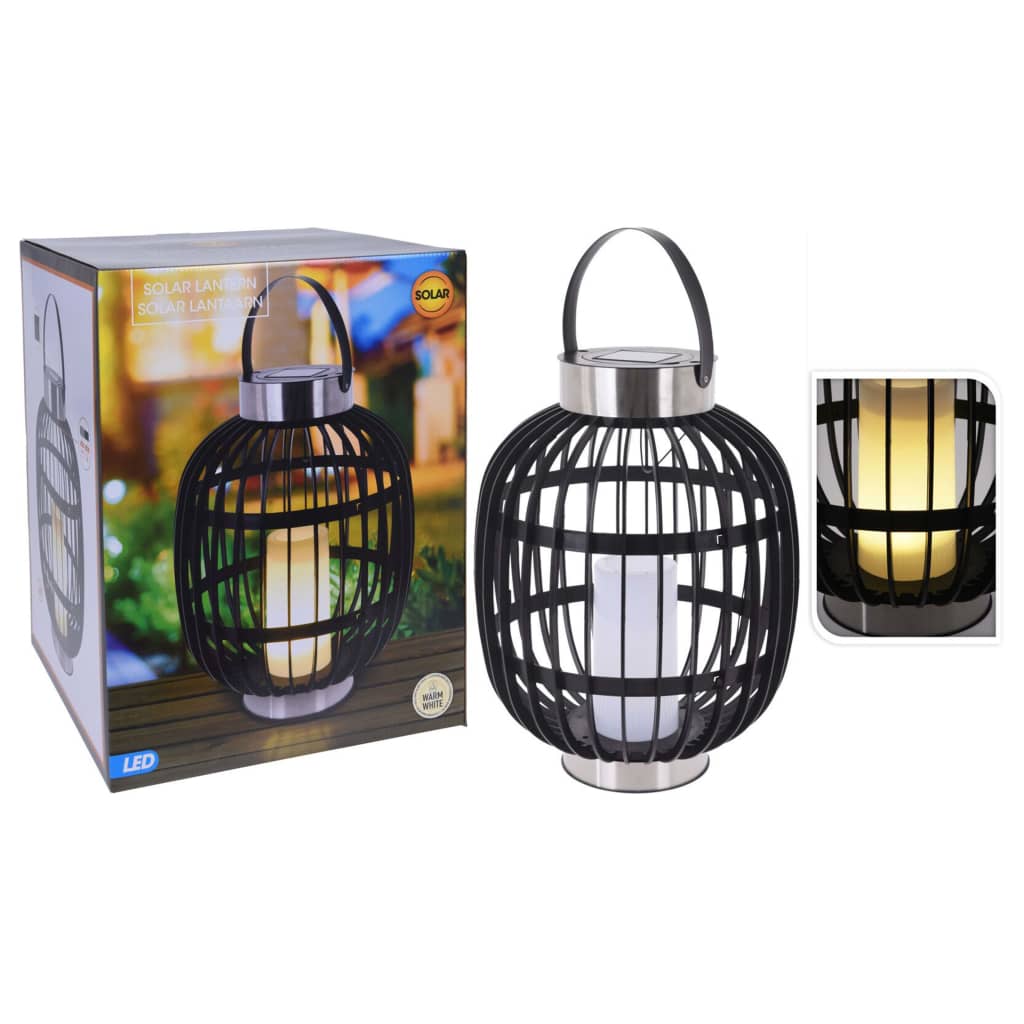 LED Solar Lantern with Candle Black 35 cm