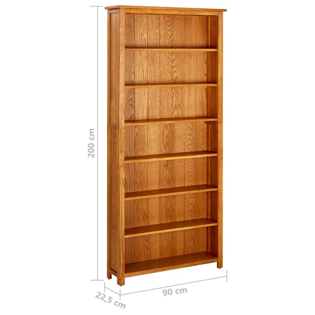 Bücherregal 7 Fächer 90x22,5x200 cm Massivholz Eiche