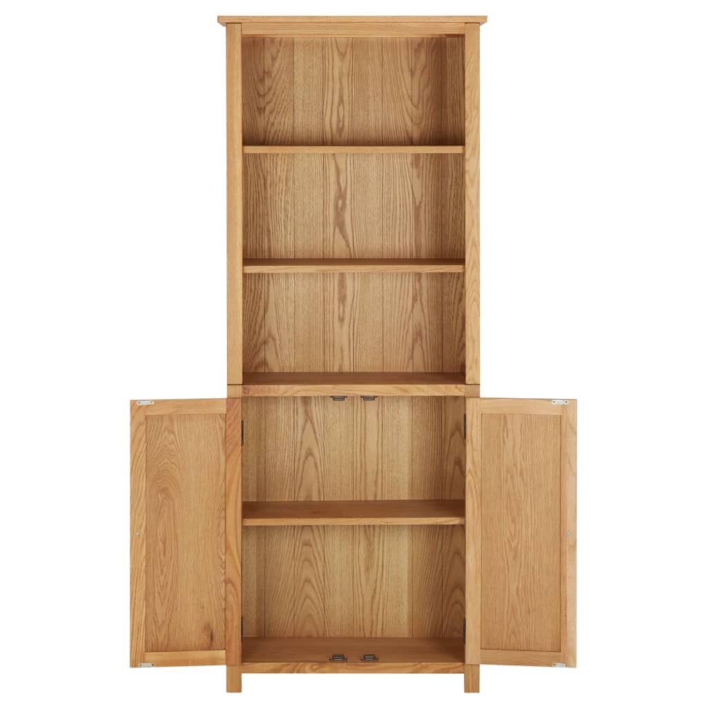 Bücherregal mit 2 Türen 70x30x180 cm Massivholz Eiche