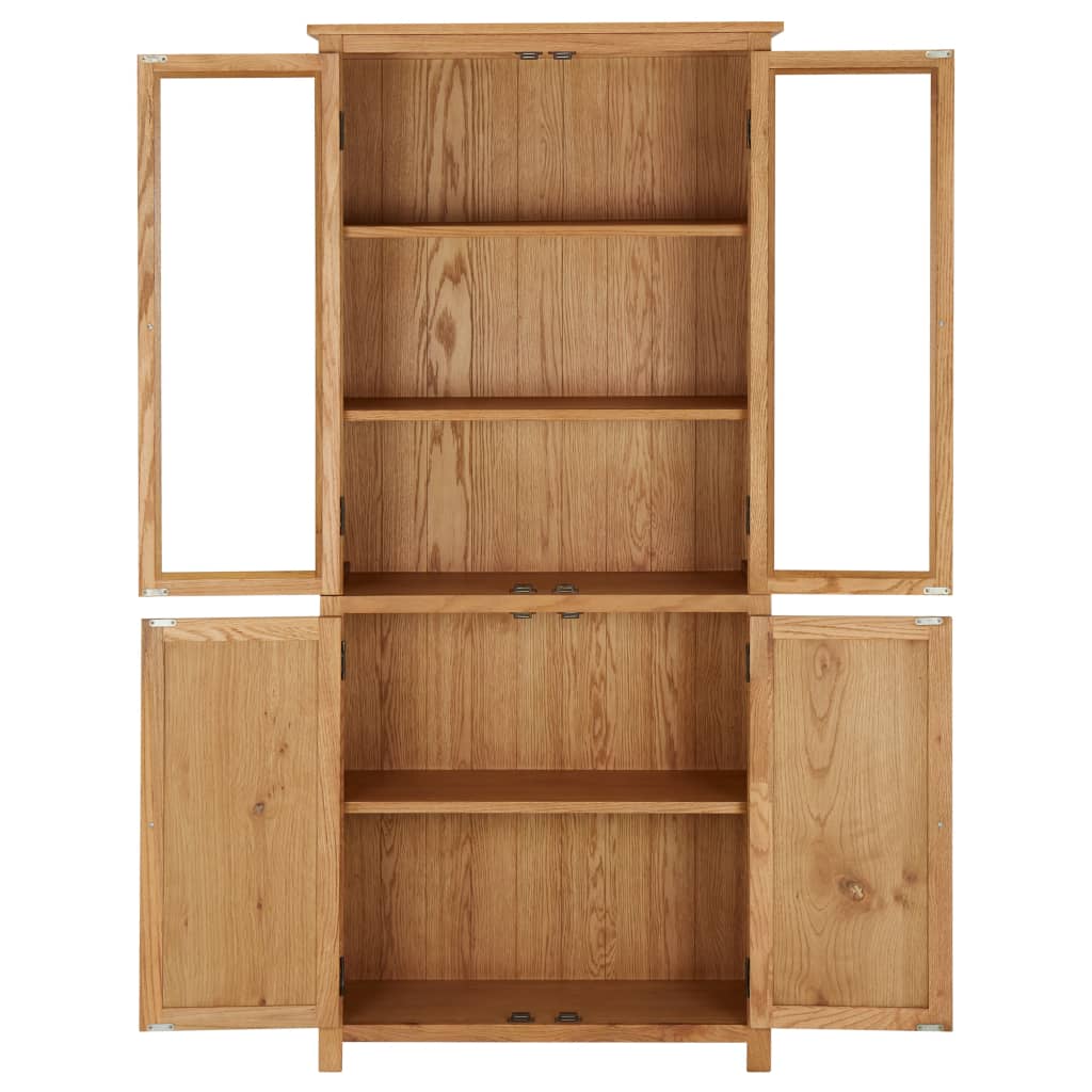 Bücherschrank mit 4 Türen 80x35x180 cm Eiche Massivholz & Glas