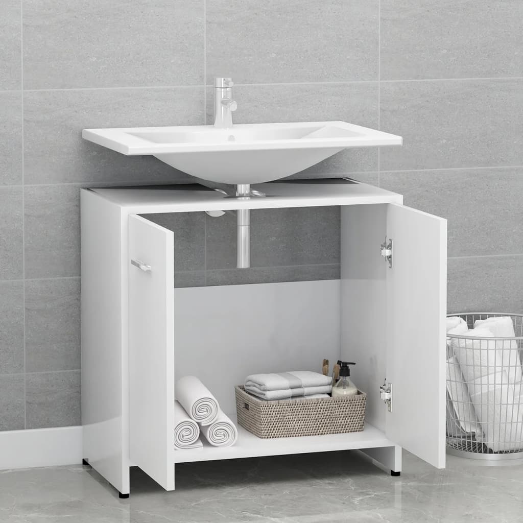 Bathroom Cabinet White 60x33x61 cm Wood Material